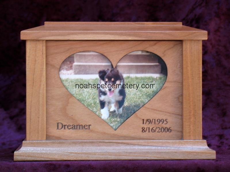 Engraved Wood Urns For Pet Cremation Mi Noah S Cemetery Cw Heart Photo Frame