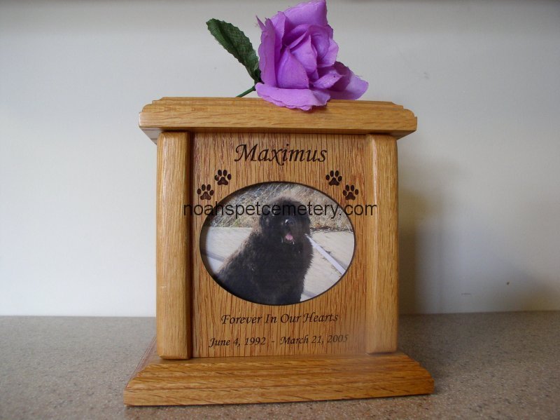 Engraved Wood Urns for Pet Cremation MI Noah's Pet Cemetery