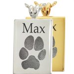 Laser etched paw print keepsake