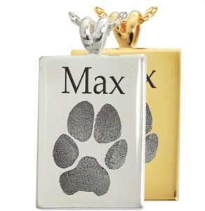 Laser etched paw print keepsake
